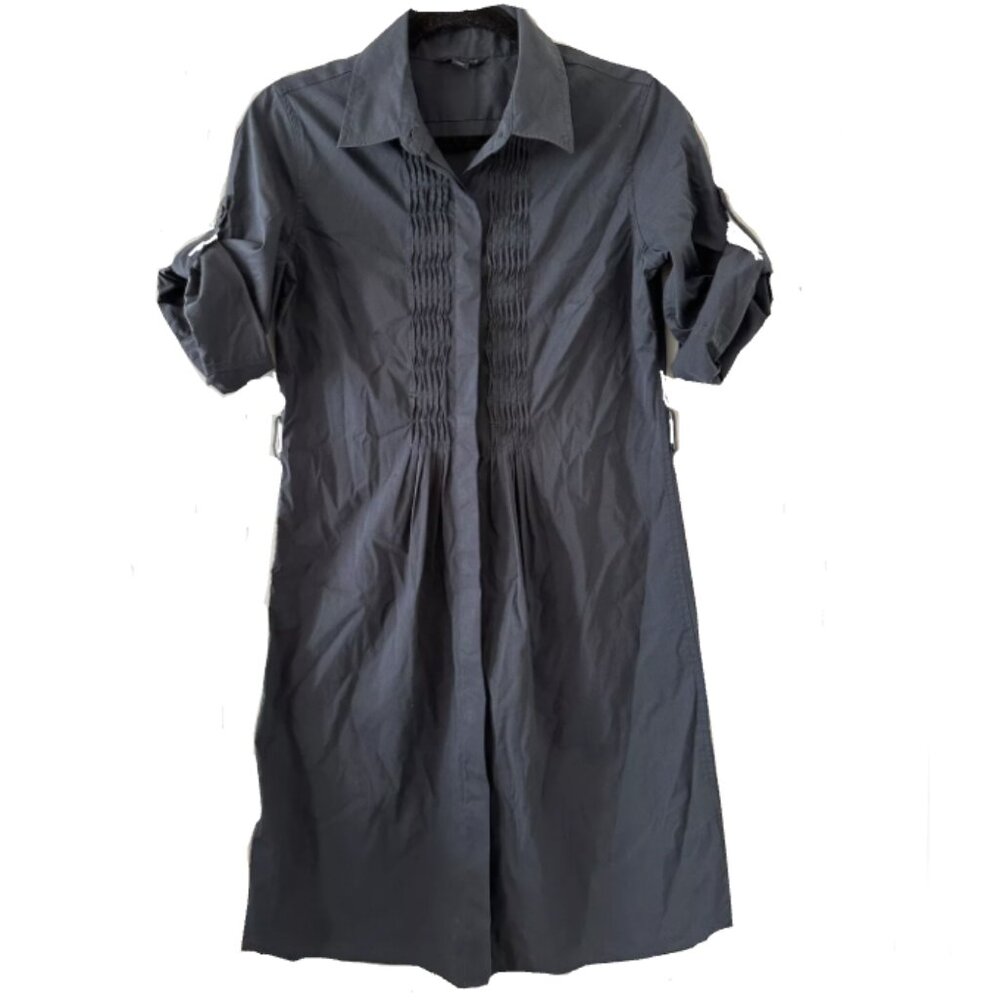 Banana Republic Pleated Tab-Sleeve Button-Down Shirt Dress